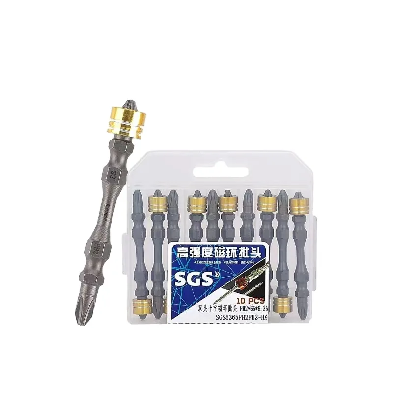 MOYOTEC 10 PC Double Head PH2 S2 Steel Industrial Grade Magnetic Screw Bit Set for Impact Driver OEM