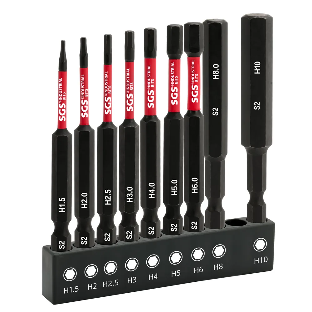 MOYOTEC 10pcs Magnetic 1/4 Inch Hex Shank Stainless Steel Impact Screwdriver Bit Set 65mm Hard Case 