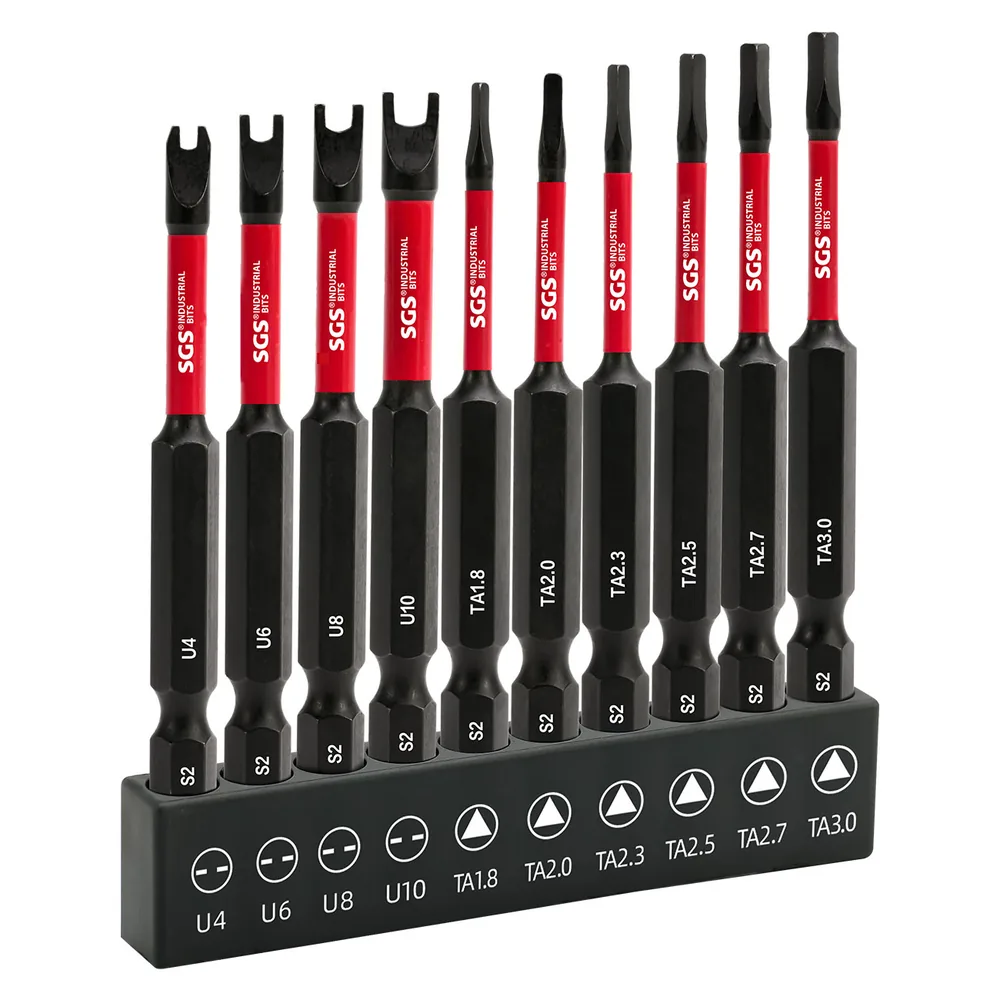 MOYOTEC 10PCS 65mm Impact Screwdriver Bit Set 1/4 T-Shape Triangle Screwdriver Bit with Storage Box 