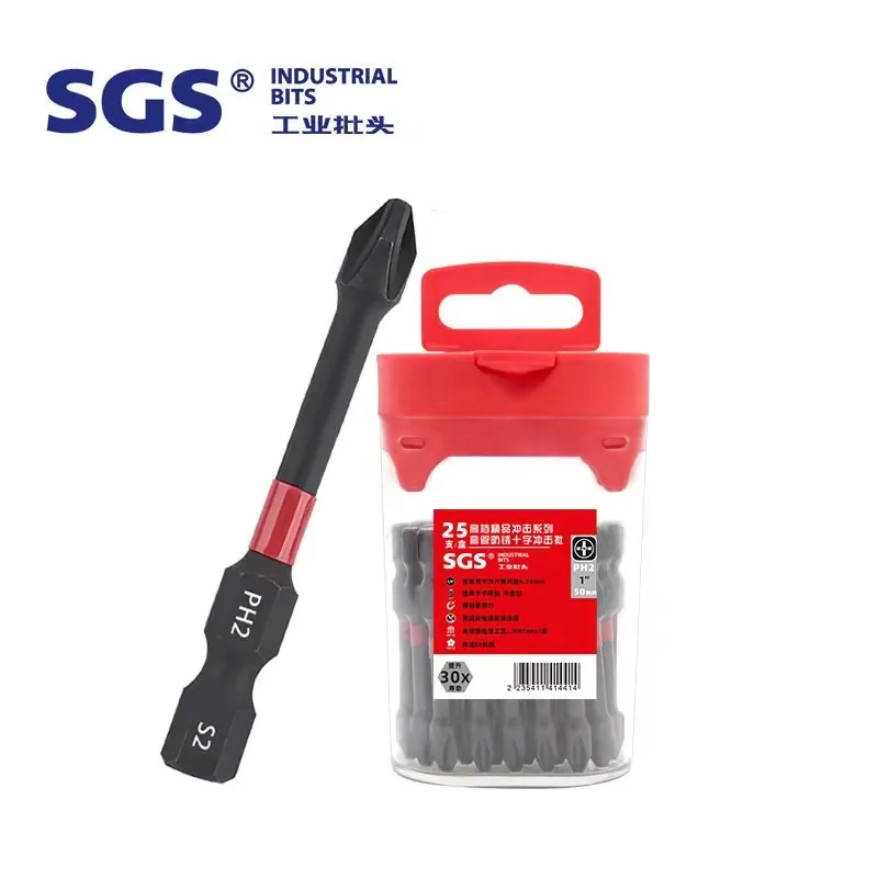 MOYOTEC 25 Pcs 1/4'' Hex Shank 50mm PH2 Black Oxide Impact Screwdriver Bit Phillips Drill Bits with 