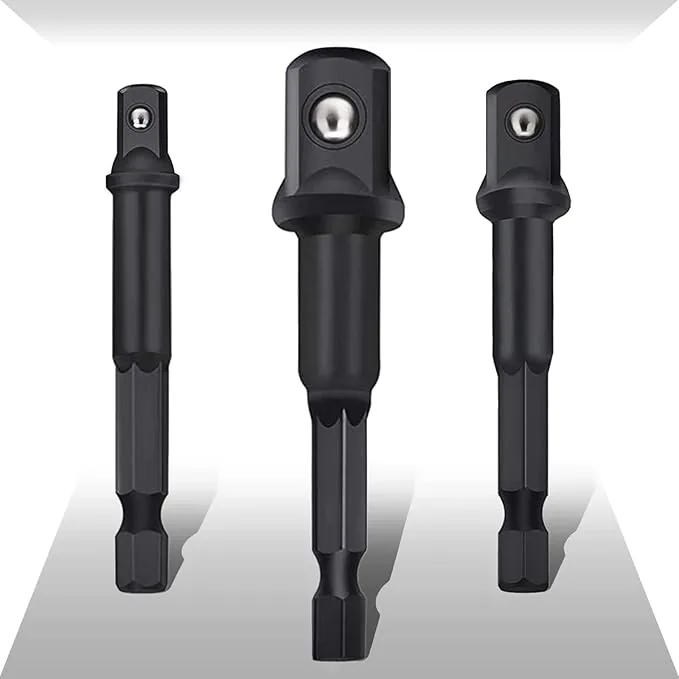 MOYOTEC 3PCS Impact Grade Black Phosphating Socket Adapter Set 65mm 1/4'' 3/8'' 1/2'' Socket Adapter