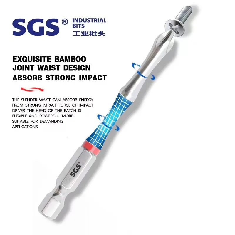MOYOTEC Fine Polished Bamboo Shape High Torque 1/4'' PH2 Phillips Screwdriver Bit S2 Material Durabl